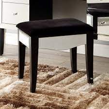 Monaco Mirrored Stool For Dressing Table Or Console Black Top Dressing Table With Stool Comfy Accent Chairs Lobby Seating