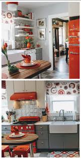 Big Chill Retro Original Refrigerator 30 Stove And Bungalow Hood In Orange With Elephant Gray Cabinets Kit Retro Kitchen Home Kitchens Tiny House Furniture