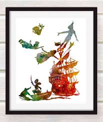 Captain Hook And Peter Pan Watercolor Poster Print Watercolor Painting Watercolor Art Kids Decor Nursery Decor Disney Aquarelle