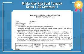 Soal dan kunci jawaban kelas 1 tema 4 download. Miliki Kisi Kisi Soal Tematik Kelas 1 Sd Semester 1 Idn Paperplane