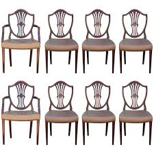 Set Of Eight George Iii Hepplewhite Mahogany Shield Back Dining Chairs Leather Leather Dining Chairs Leather Chair Chair