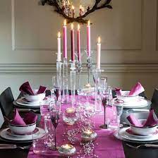 Floral winter table decoration tutorial. Silver And Pink Dining Room Dinner Party Table Settings Christmas Table Decorations Christmas Dinner Table