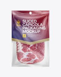 Download Plastic Vacuum Bag W Sliced Capicola Mockup In Tray Platter Mockups On Yellow Images Object Mockups