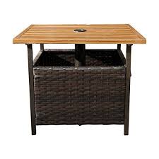 Outdoor Tables Sunlife Outdoor Pe Wicker Stand Side Table Garden Patio Tea Coffee Table With Umbre Wicker Side Table Solid Wood Coffee Table Patio Side Table