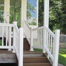 Seeuteck stair railing hand railings for stairs 6.6ft staircase handrails metal railing handrails for indoor stairs black wrought iron pipe handrail with wall mount support $44.59 $ 44. Weatherables Naples 3 Ft H X 8 Ft W White Vinyl Stair Railing Kit Cwr R36 E8s The Home Depot