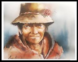 Obra de arte: rostro de anaciana Artistas y arte. Artistas de la tierra