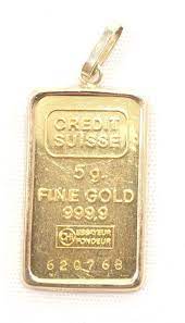 5 Gram Gold Bar Pendant 14k Bezel 999 Fine Gold Credit Suisse Necklace 620768 Gold Bar Pendant Bar Pendant Gold Bar