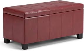 Buy products such as temzyl modern microfiber cocktail ottoman with wood frame, navy blue and walnut at walmart and save. Amazon Com Simplihome Dover 36 Inch Wide Rectangle Lift Top Storage Ottoman Bench In Upholstered Radicchio Red Faux Leather Footrest Stool Coffee Table For The Living Room Bedroom And Kids Room Home