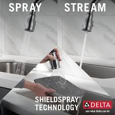 Magnatite docking uses a powerful magnet to snap. Single Handle Pull Down Kitchen Faucet With Shieldspray Technology 9178 Ar Dst Delta Faucet