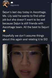 Sejun lämnade tydligen Ascottage. : r/Singlesinferno2