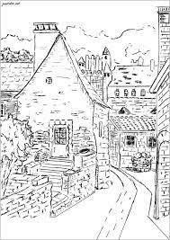 There are tons of great resources for free printable color pages online. Village In Dordogne France Architecture Adult Coloring Pages