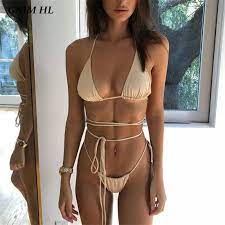 Shekini donne halter sexy di un pezzo backless costumi da bagno perizoma costume da bagno bikini. Gnim Sexy Tanga Brasiliano Bikini Mujer Costumi Da Bagno Delle Donne 2019 Dalla Fasciatura Solido Costume Da Bagno Micro Bikini Set Estate Beachwear Costume Da Bagno Fadboxs