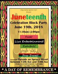 This design had photo elements. Superior Court Block Party To Celebrate Juneteenth Tuesday June 19 Employee News
