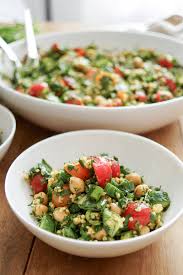 Add cooled couscous to tomato mixture. Herb Loaded Chickpea Tabbouleh Salad Elle Republic