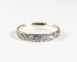 Black And Silver Ring Ladies Sterling Silver Ring Vintage Style For Women Thumb Ring Woman Floral Pattern Simple Wedding Ring Lace Fern Design Thumb Ring Sterling Silver Rings Boho Antique Style Wedding Rings Wedding Rings Vintage