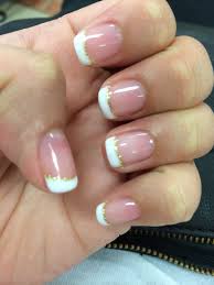 French Gel Manicure With Gold Glitter Underline Gel French
