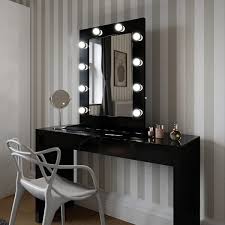 Angelina Hollywood Mirror In Black Gloss 80 X 60cm Hollywood Mirrors Black Dressing Tables Diy Vanity Mirror Black Makeup Vanity