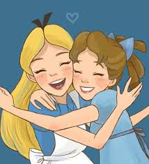 Wendy Alicia Abrazo Hug Friendship Amistad Amigas Disney Peter Pan Alice In Wonderland Alicia En El Pais Disney Drawings Disney Fan Art Disney Alice