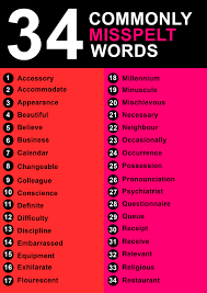 34 Commonly Misspelt Words Misspelled Words English Vocabulary Words English Words