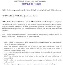 Nr 505 Week 3 Assignment And Discussion Exam Answer Quantitative Research Discussion Questions