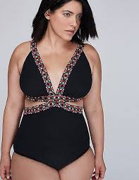 Textured Swim One Piece Monokini With Built In No Wire Bra Lane Bryant Plus Size Swimsuits One Piece Plus Size Bikini Bottoms