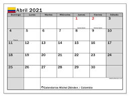 Последние твиты от calendario colombia (@calendariocol). Calendario Colombia Abril De 2021 Para Imprimir Michel Zbinden Es