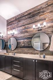 Love how rustic and homey it… Perlman Master Bathroom Porter Barn Wood Barn Wood Bathroom Rustic Bathroom Bathroom Backsplash