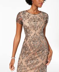 Adrianna Papell Damask Sequined Mesh Dress Dresses Women Macy S Occasion Dresses Fashion Formal Dresses Gowns Mesh Dress