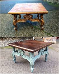 How to prep a table to paint. Diy Furniture Coffee Table Makeover Stained The Top And Painted The Legs With A Homemade Chal Diy Loop Leading Diy Craft Inspiration Magazine Database