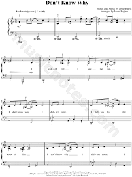 Norah Jones Don T Know Why Sheet Music Easy Piano In C Major Transposable Download Print Sheet Music Easy Piano Piano Lessons