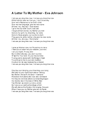 A Letter To My Mother By Eva Johnson