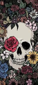 Iskelet Wallpaper Flower Cizimler Hippi Sanati Fantezi Resimler