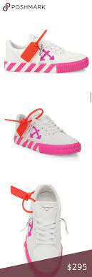 Off White Sneakers Neon Pink White Canvas And Orange Rubber New In Box Never Worn Includes Dust Bag S White Sneakers White Shoes Sneakers Off White Shoes