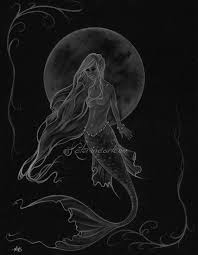 Black And White Mermaid Sketch Mermaid Sketch Nbsp Under A Full Rising Moon Nbsp Sketching Last Night And This Is What Came Out Of It White Colo Moon Sketches Mermaid Moon Mermaid Sketch