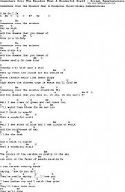 Song Somewhere Over The Rainbow What A Wonderful World By Israel Kamakawiwoole With Lyrics For Vocal Over The Rainbow Ukulele Easy Guitar Songs Ukulele Chords