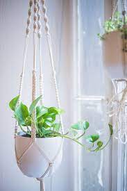 Learn how to make a hanging macramé plant holder with this simple tutorial. Easy Home Diy Macrame Plant Hanger Tutorial Heylilahey