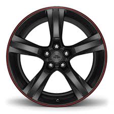 Black And Red Camaro Rims 2016 Camaro 20 Inch Wheel Gloss Black Painted With Red Stripe 9 5 Camaro Chevy Accessories Camaro 2016