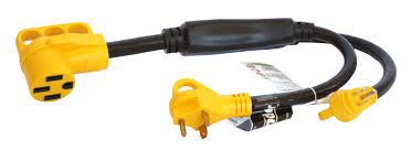 Camco's 50 amp locking adapter for recreational vehicle. Cynder Rv 50 Amp Female Y Adapter To 15 Amp And 30 Amp Male