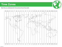 World Time Zone Reference Sheet Classroom World Time Zones Practices Worksheets Time Zones