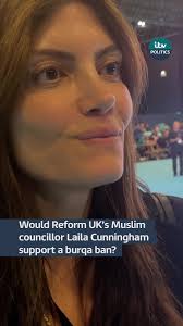 @DennyTheJourno asks @Reform UK councillor Laila Cunningham if she would  support a Burqa ban #politics @itvnews