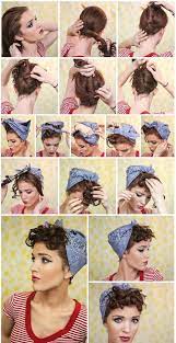 50s hairstyles for short hair. This Should Be Really Easy To Do With My Short Hair Just Brush The Bangs Forward And Tie Back The Bandana Hairstyles Short Scarf Hairstyles Medium Hair Styles