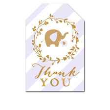 The tiny feet detail at the bottom of the tag would make your guests swoon at its inherent cuteness. Free Printable Thank You Tags Purple Elephant Gold Glitter Favor Tags Baby Shower Instant Download Instant Download Printables