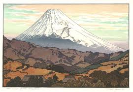 Yoshida Toshi Mt Fuji From Nagaoka Winter Japanese Woodblock Printing Mount Fuji Japanese Mountains