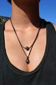 Tahitian Pearls On Australian Leather Necklace Two Beautiful Etsy Pearls Tahitian Pearls Leather Necklace