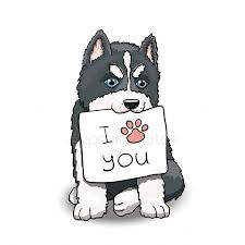 Chiot Husky Assis Tenant Qu I Love You Sign Illustration De Personnage De Dessin Anim Dibujos Kawaii De Animales Dibujos Bonitos De Animales Dibujos De Perros