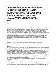 Malin kundang grew up as a skillful young boy. 42 Interteks Cerpen Malin Kundang Pulang Kampung Dan Cerita Malin Kundang 421 Course Hero