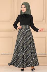 Moda Selvim Etegi Ekoseli Ikili Tesettur Takim 5277ay342 Haki Moda Stilleri Moda Kiyafetler Moda