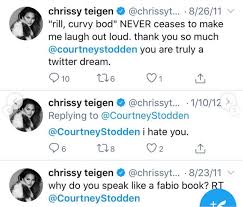 Then there was the fact courtney stodden revealed that. Courtney Stodden Claims Chrissy Teigen Bullied Her With Nasty Tweets And Demands Star Apologize