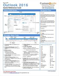 Microsoft Outlook 2016 Free Quick Reference Card Microsoft Outlook Reference Cards Outlook Hacks