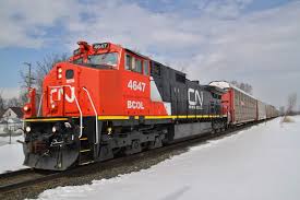 Cn Bcol Ge C44 9wl 4647 Handling An Auto Rack Train Canadian National Railway Train Train Pictures